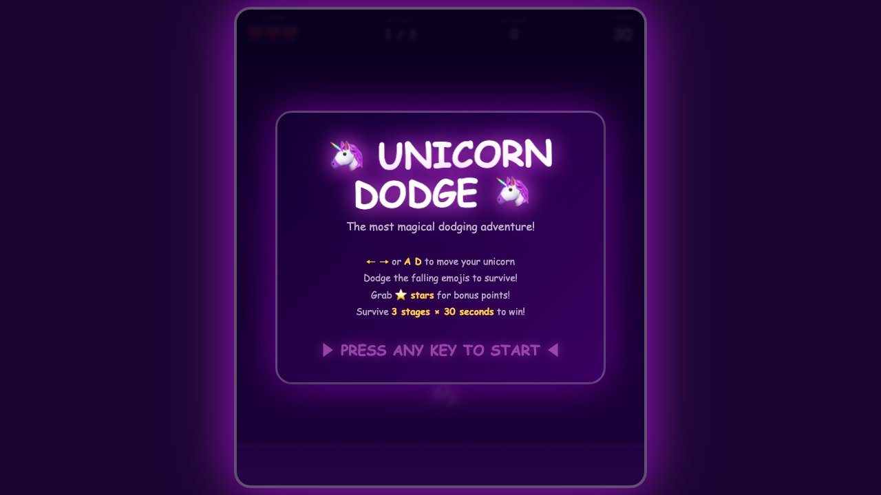 Screenshot of Unicorn Emoji Dodge